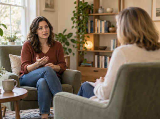 What is Psychodynamic Therapy Woman speaking with a therapist in a psychodynamic therapy room